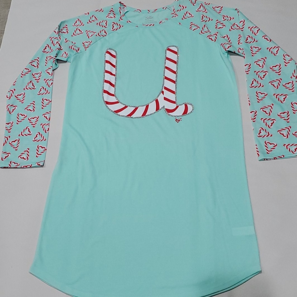Justice Girl's Candy Cane "U" Pajamas size 16